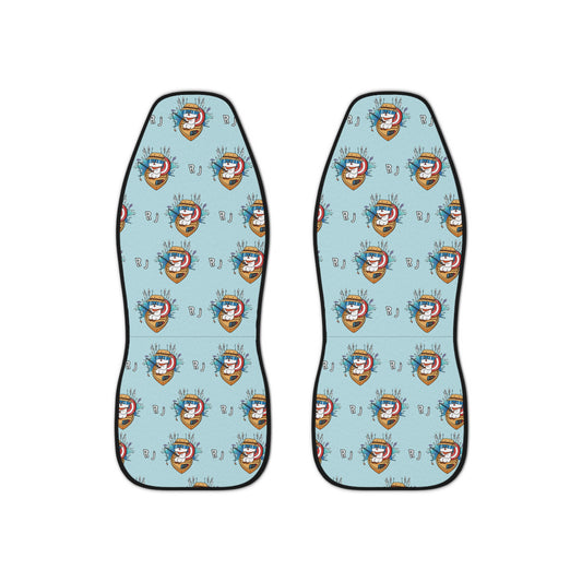 BT21 RJ Blue Car Seat Cover Pattern Design - Identical Set of 2
