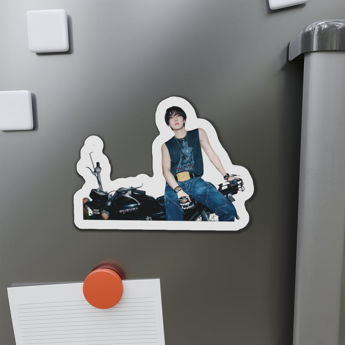 Jhope Killing It Girl Leaning Against Motorcycle Magnet