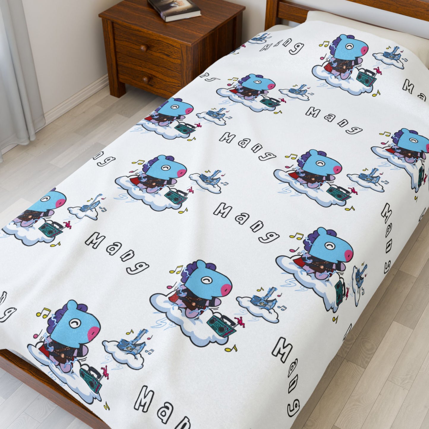 White Mang Blanket - BT21 Pattern Design