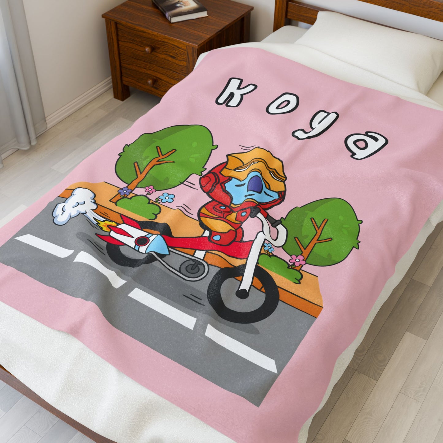 Pink Koya Blanket - BT21 Single Design