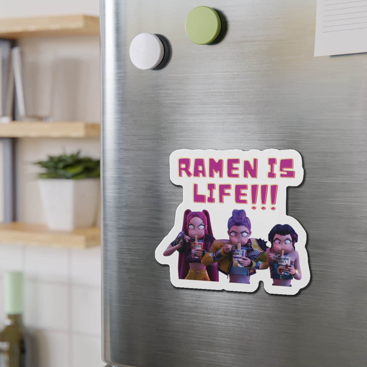 Kpop Demon Hunters Huntrix Rumi Mira Zoey Ramen Magnet