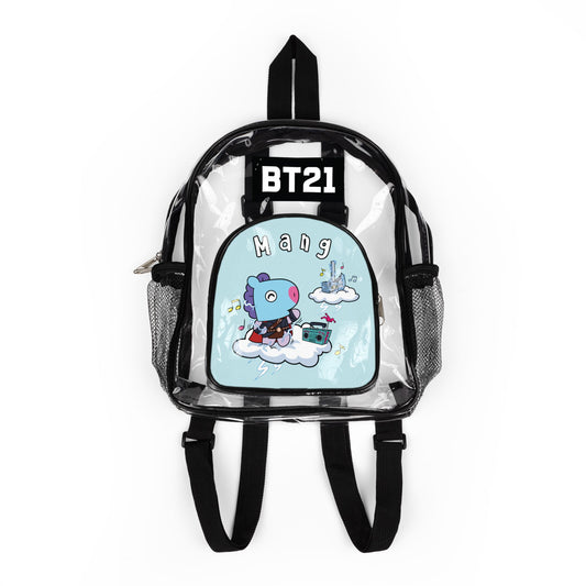 BT21 Mang Clear Panel Backpack (Blue Colored Front) — Not Stadium Approved