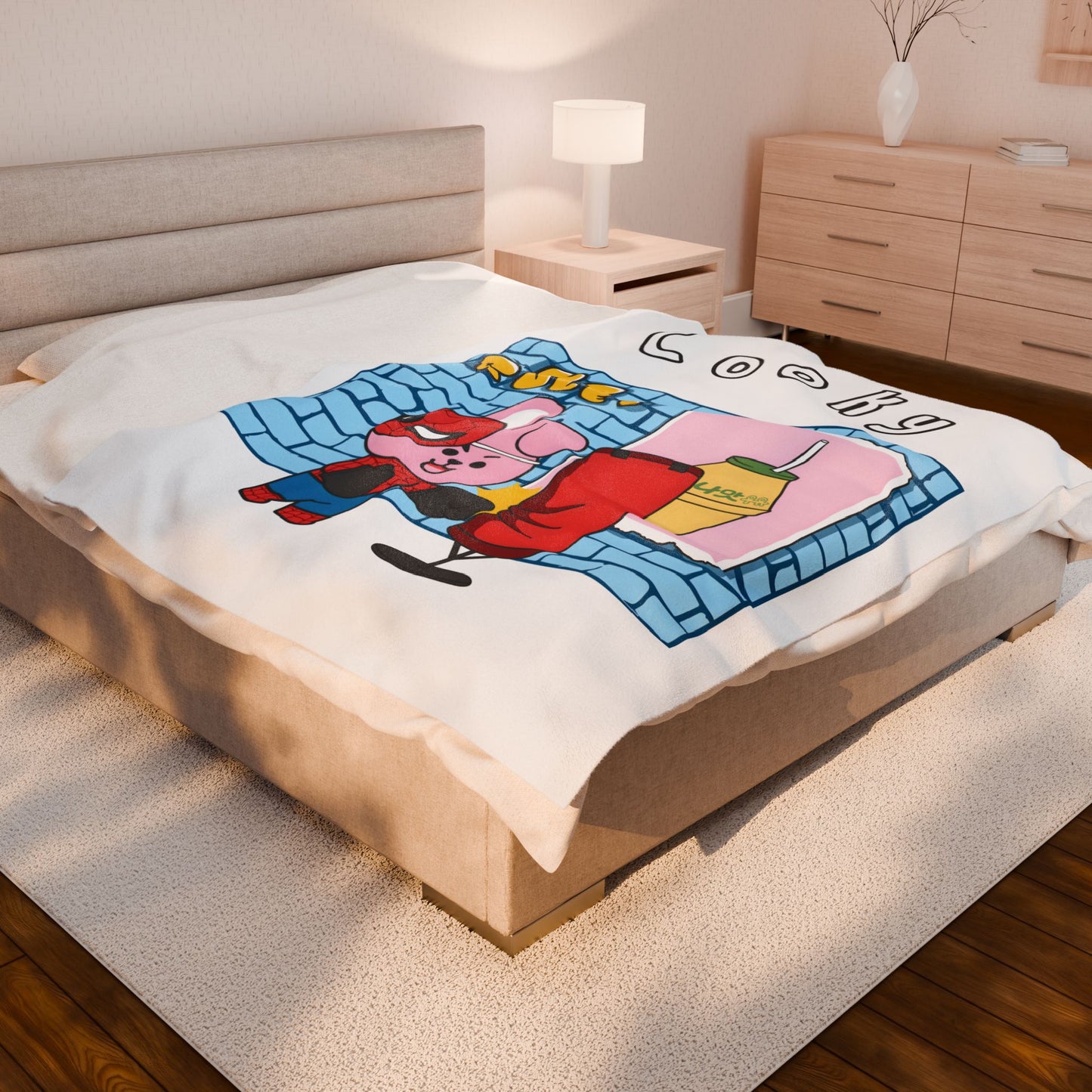 White Cooky Blanket - BT21 Single Design