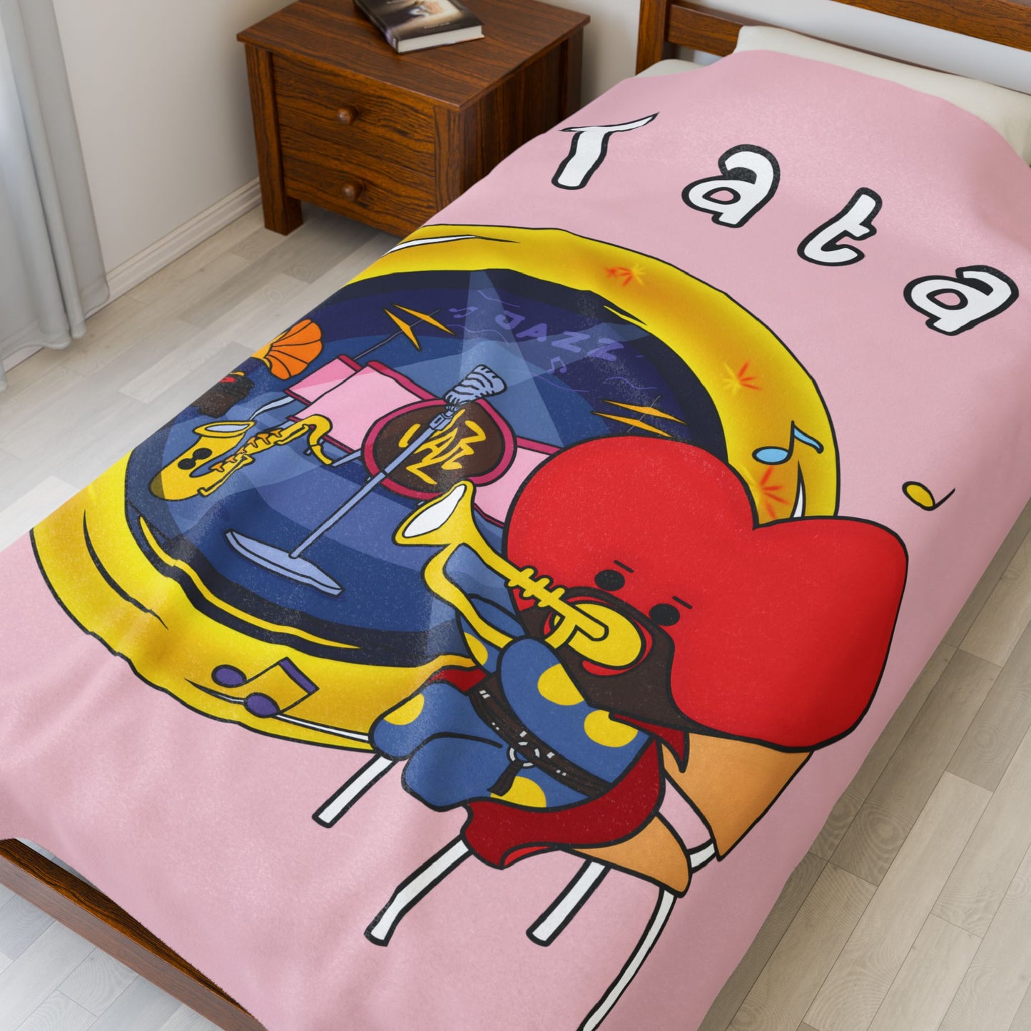 Pink Tata Blanket - BT21 Single Design