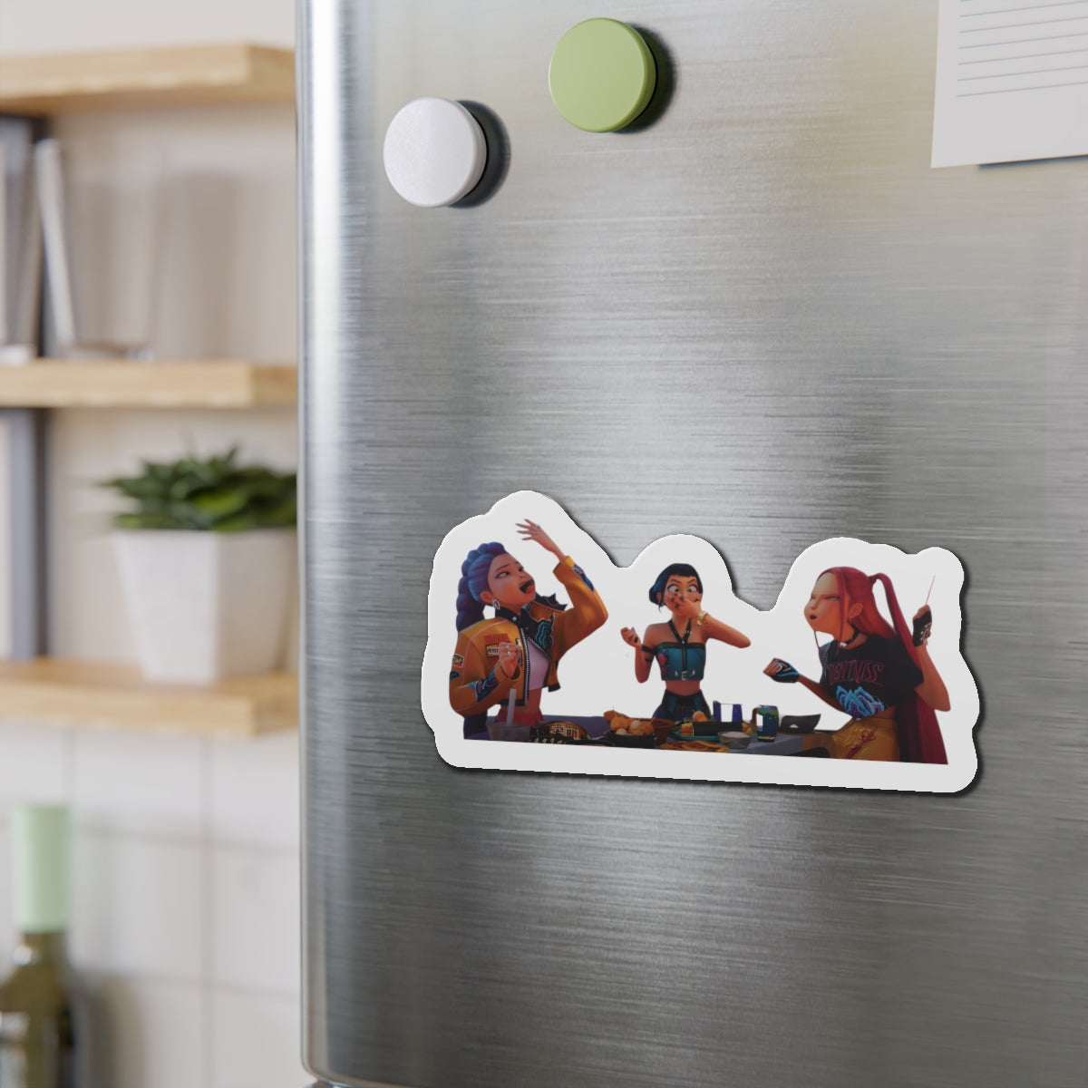 Kpop Demon Hunters Huntrix Rumi Mira Zoey Snacking on Plane Magnet