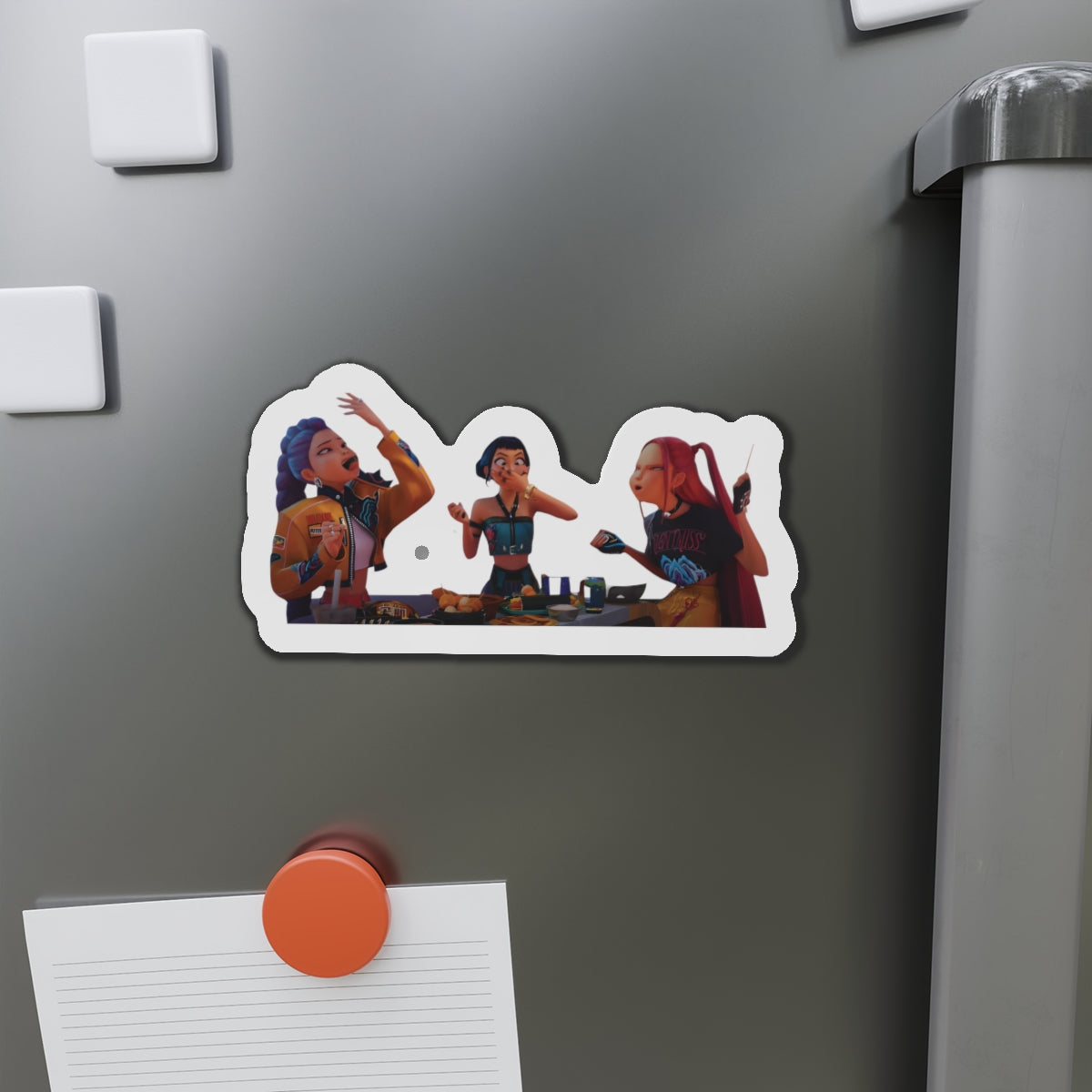 Kpop Demon Hunters Huntrix Rumi Mira Zoey Snacking on Plane Magnet