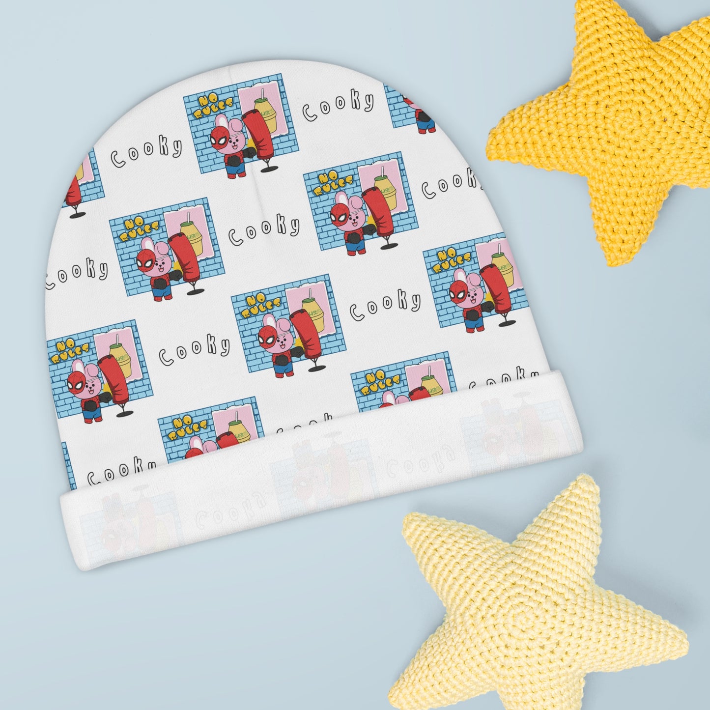 BT21 Cooky White Baby Beanie Pattern