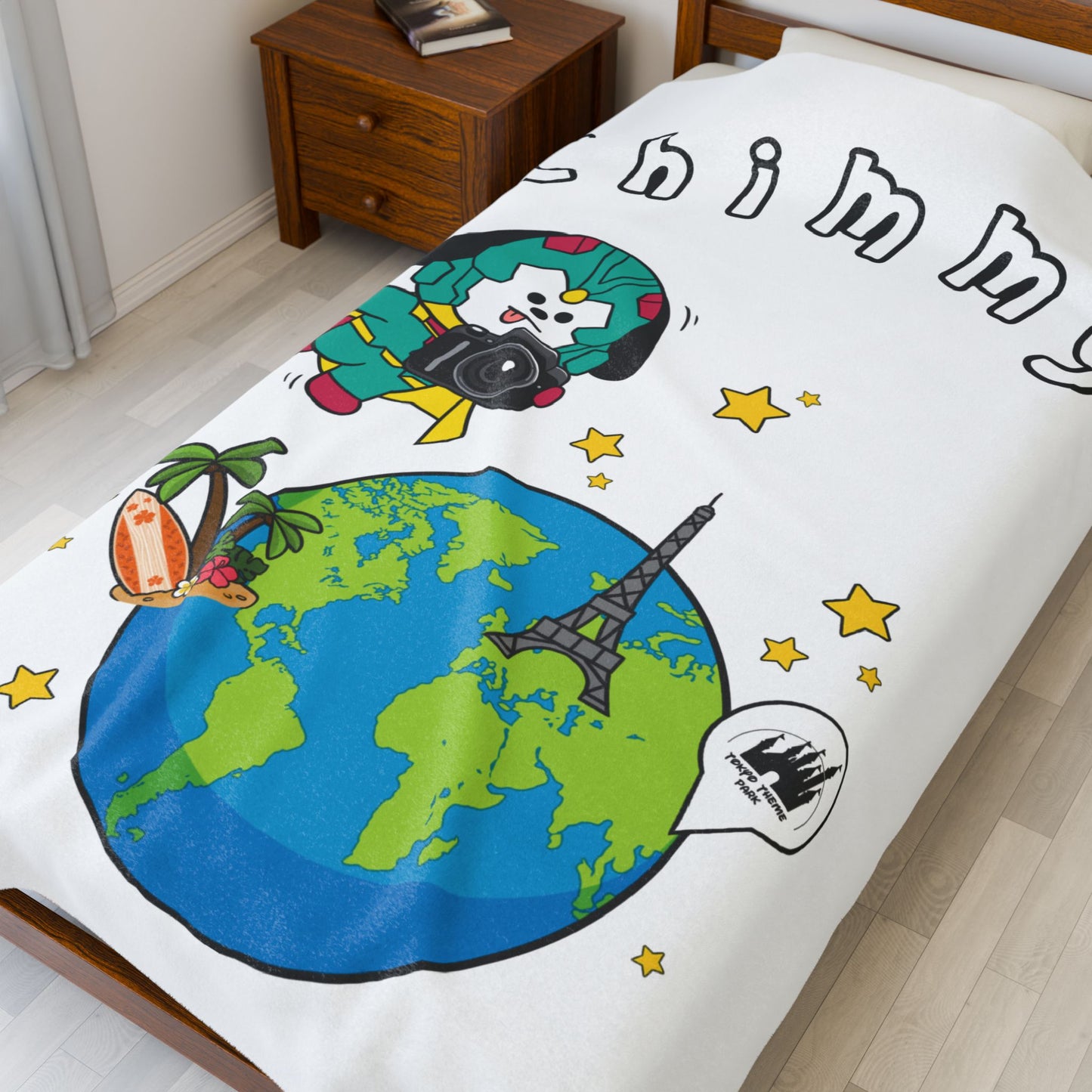 White Chimmy Blanket - BT21 Single Design