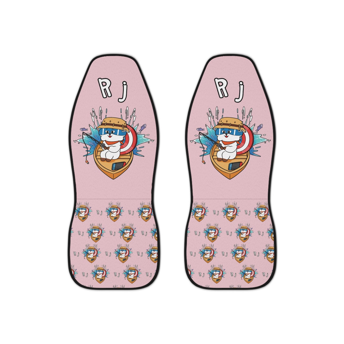 BT21 RJ Pink Car Seat Cover Single Pattern Combo Design - Identical Set of 2