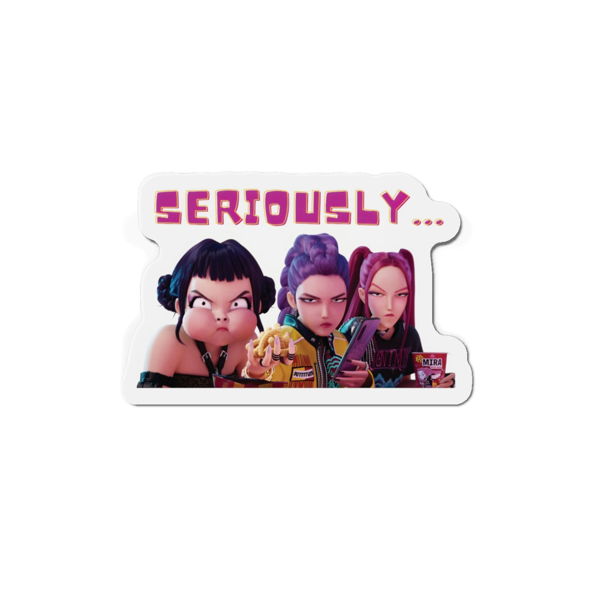 Kpop Demon Hunters Huntrix Rumi Mira Zoey Plane Snacking Interrupted Magnet