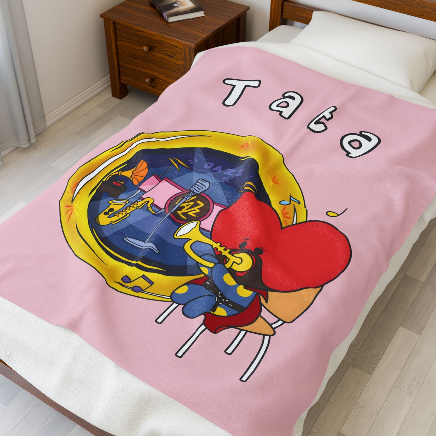 Pink Tata Blanket - BT21 Single Design