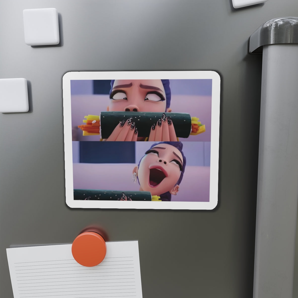 Kpop Demon Hunters Huntrix Rumi Smelling Gimbap Meme Magnet