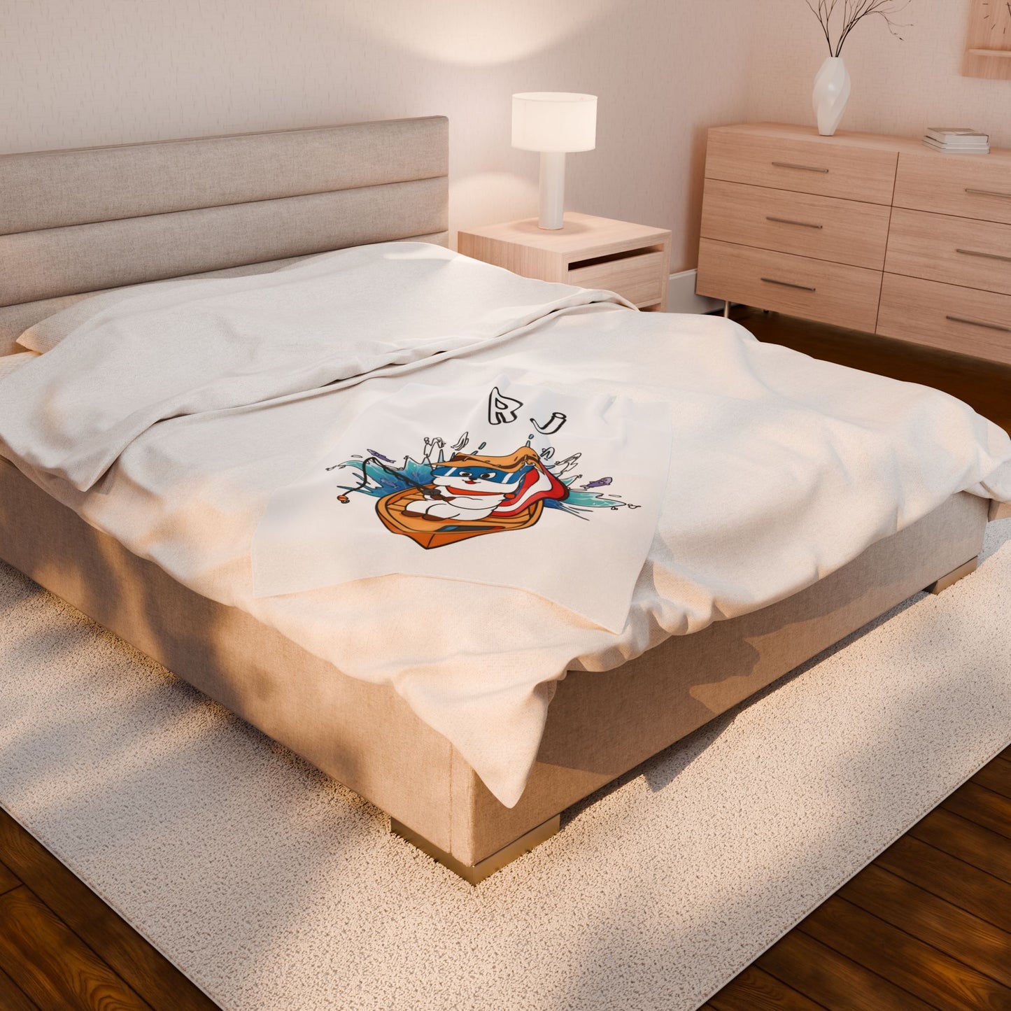 White RJ Blanket - BT21 Single Design