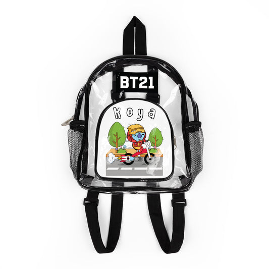 BT21 Koya Clear Panel Backpack (White Colored Front) — Not Stadium Approved