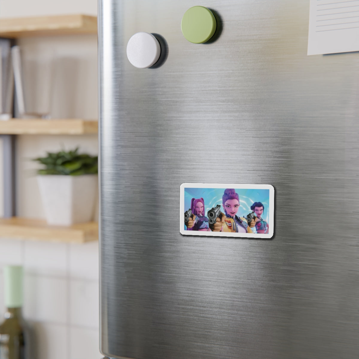 Kpop Demon Hunters Huntrix Rumi Mira Zoey Gun On Plane Meme Magnet