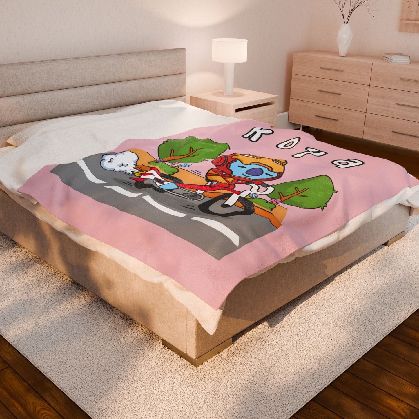 Pink Koya Blanket - BT21 Single Design