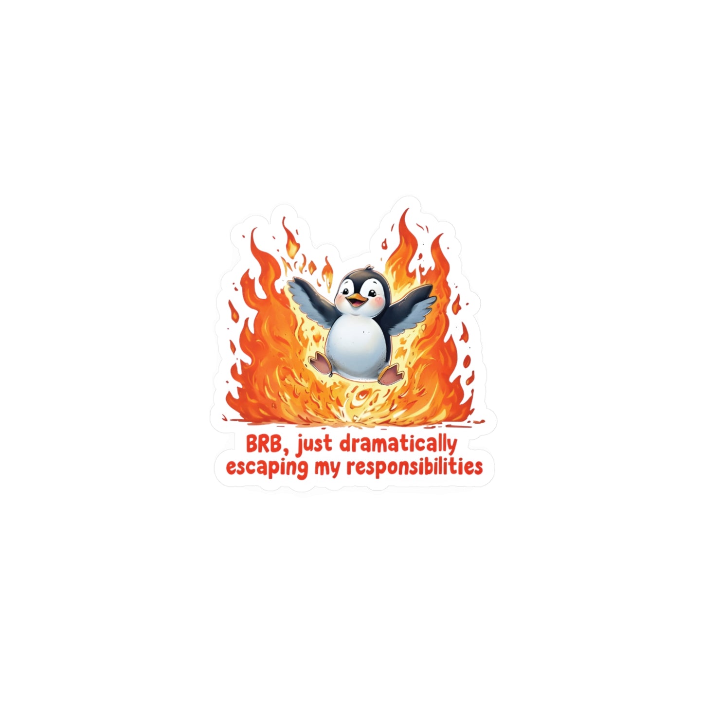 Penguin Dramatically Escaping Responsibilities Decal Sticker - Funny & Relatable