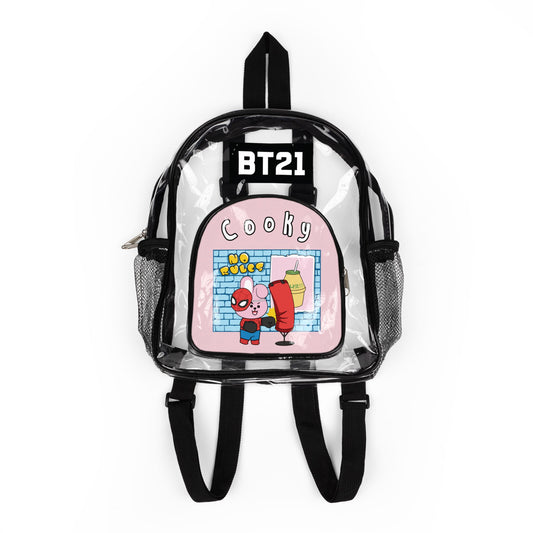BT21 Cooky Clear Panel Backpack (Pink Colored Front) — Not Stadium Approved