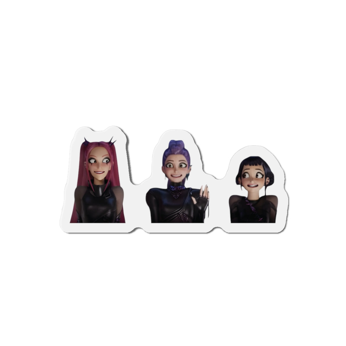 Kpop Demon Hunters Huntrix Rumi Mira Zoey Black Leather Outfit Magnet