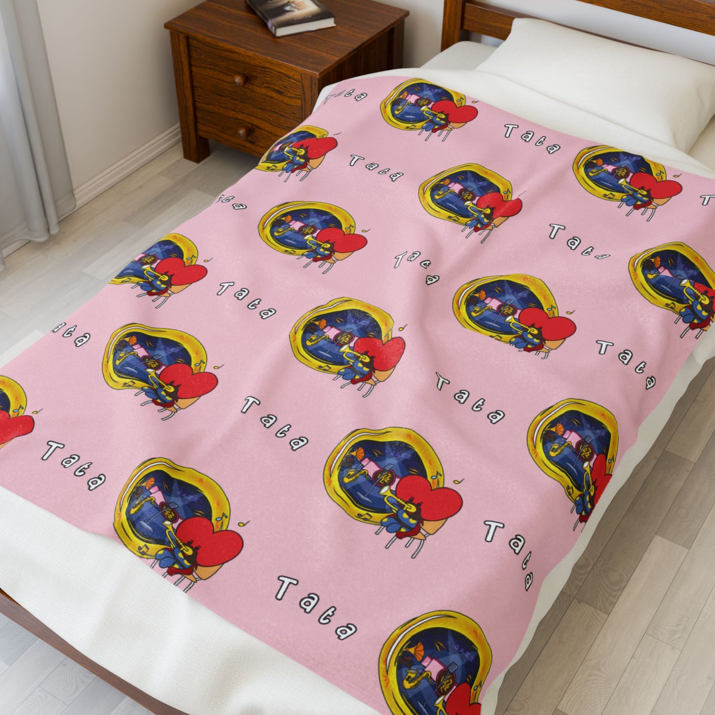 Pink Tata Blanket - BT21 Pattern Design