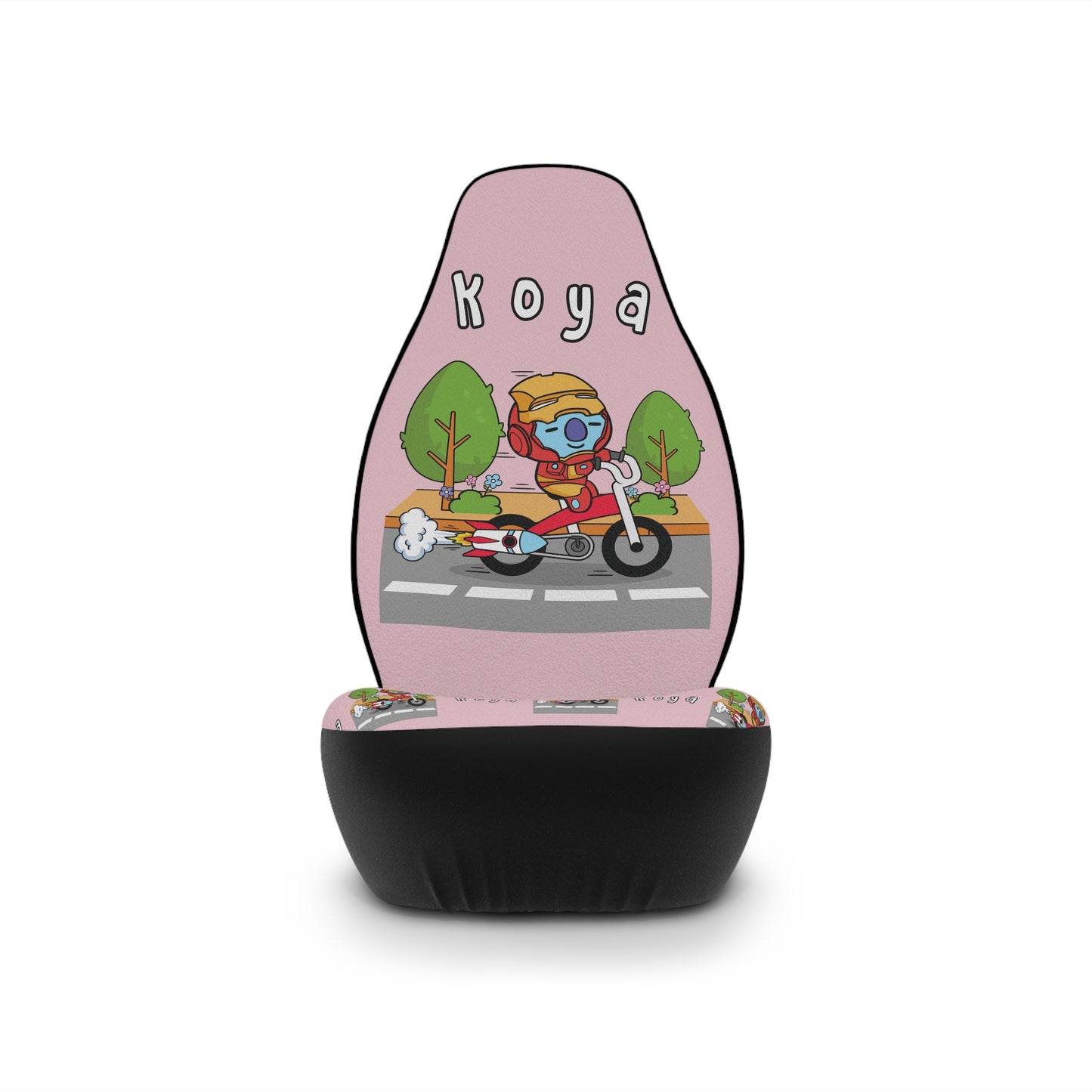 BT21 Koya Pink Car Seat Cover Single Pattern Combo Design - Identical Set of 2