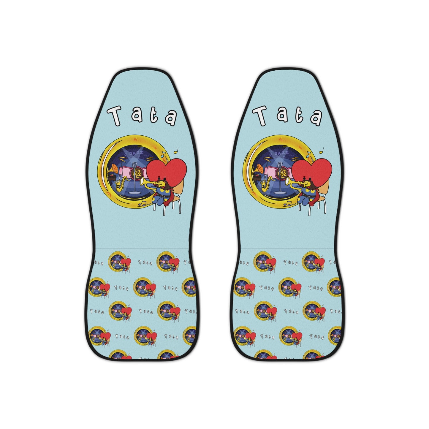 BT21 Tata Blue Car Seat Cover Single Patter Combo Design - Identical Set of 2