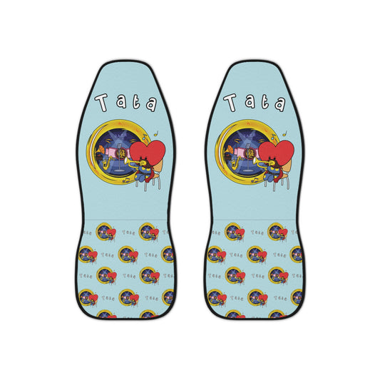 BT21 Tata Blue Car Seat Cover Single Patter Combo Design - Identical Set of 2