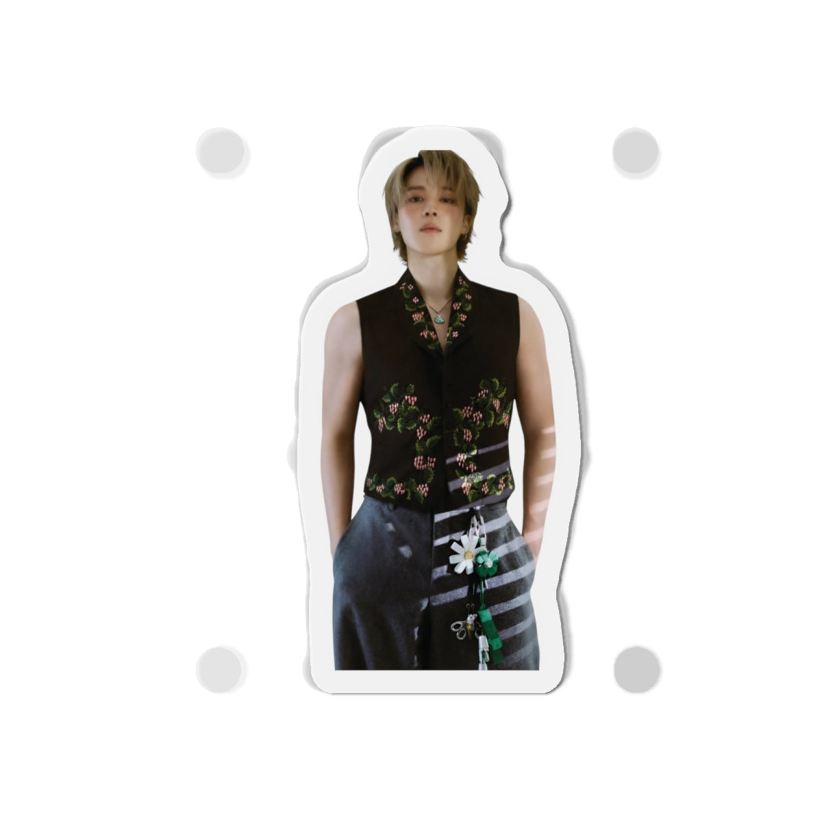 BTS Park Jimin Dior Photoshoot Wearing a Vest With Flowers Magnet