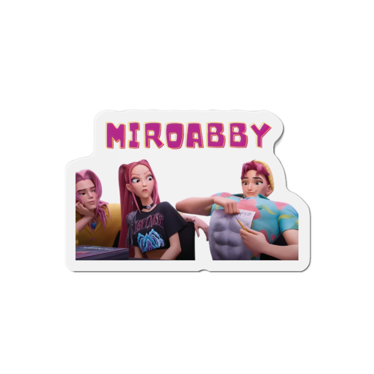 Kpop Demon Hunters Huntrix Mira Saja Boys Abby and Romance Miroabby Drawing Abs Magnet