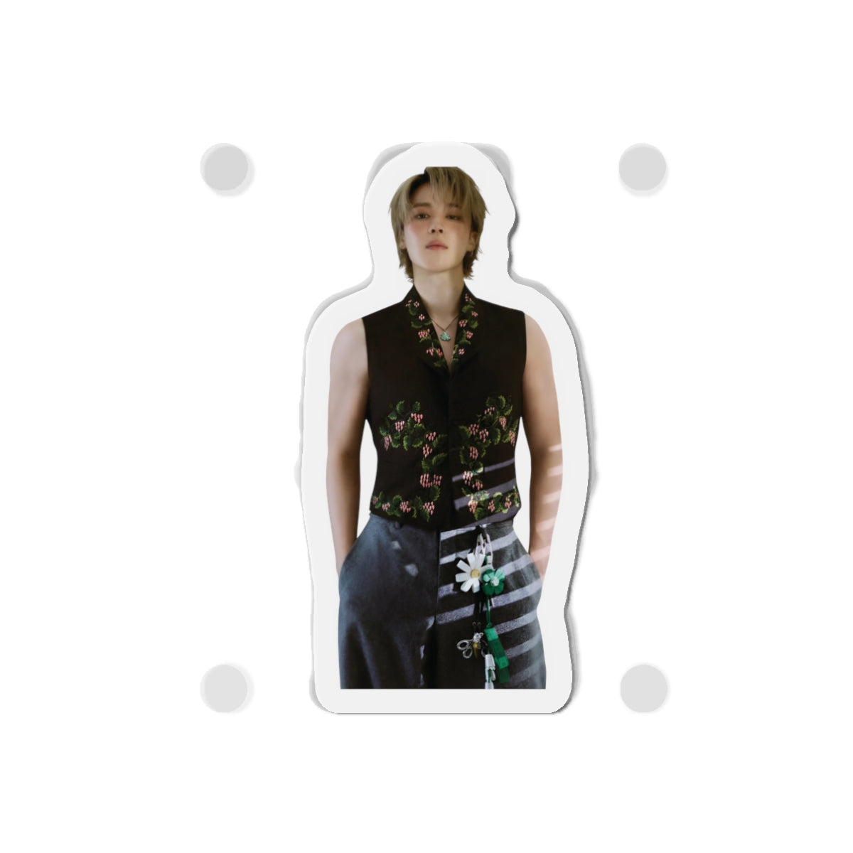 BTS Park Jimin Dior Photoshoot Wearing a Vest With Flowers Magnet