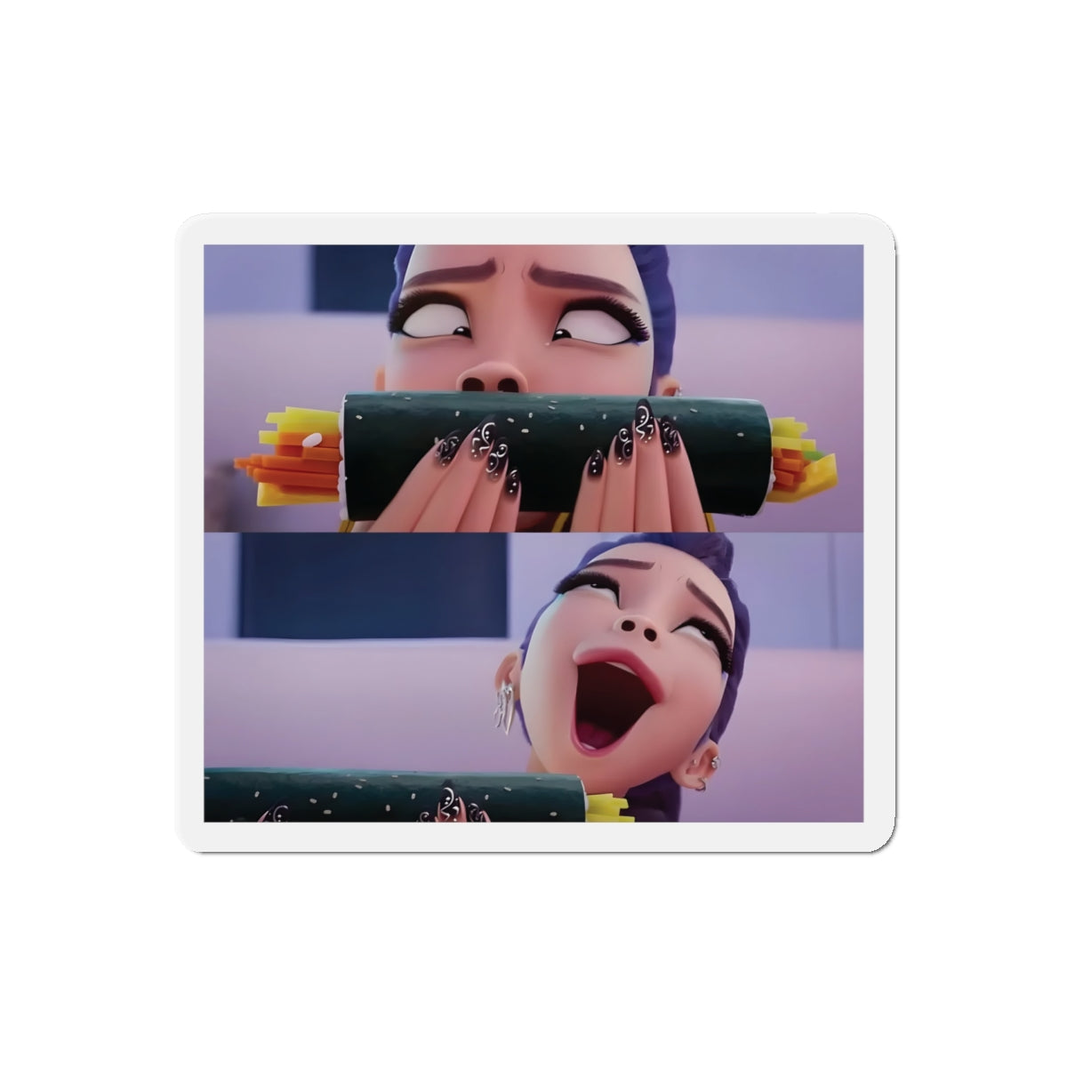 Kpop Demon Hunters Huntrix Rumi Smelling Gimbap Meme Magnet