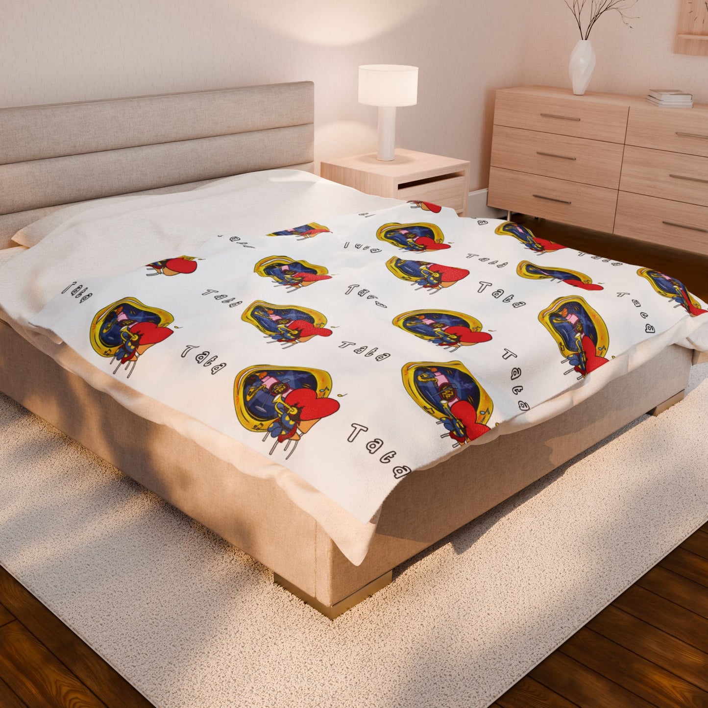 White Tata Blanket - BT21 Pattern Design