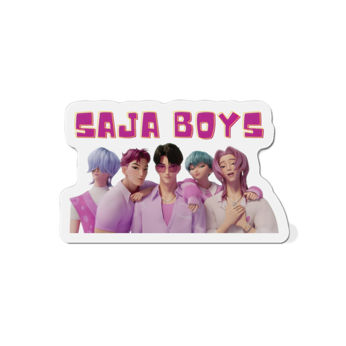 Kpop Demon Hunters Saja Boys Wearing Pink Pose Magnet