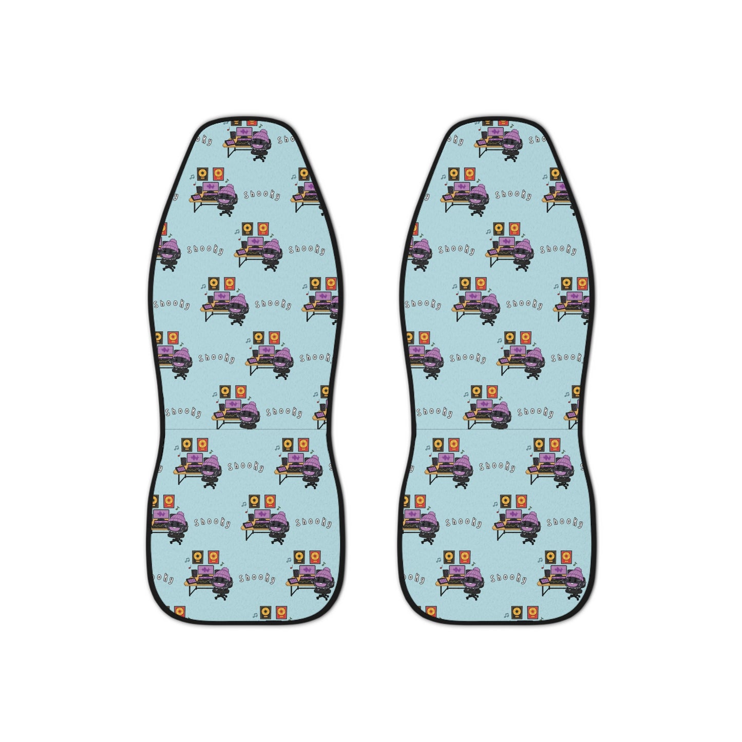 BT21 Shooky Blue Car Seat Cover Pattern Design - Identical Set of 2