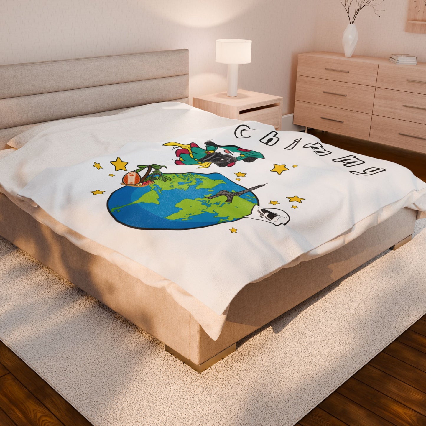 White Chimmy Blanket - BT21 Single Design