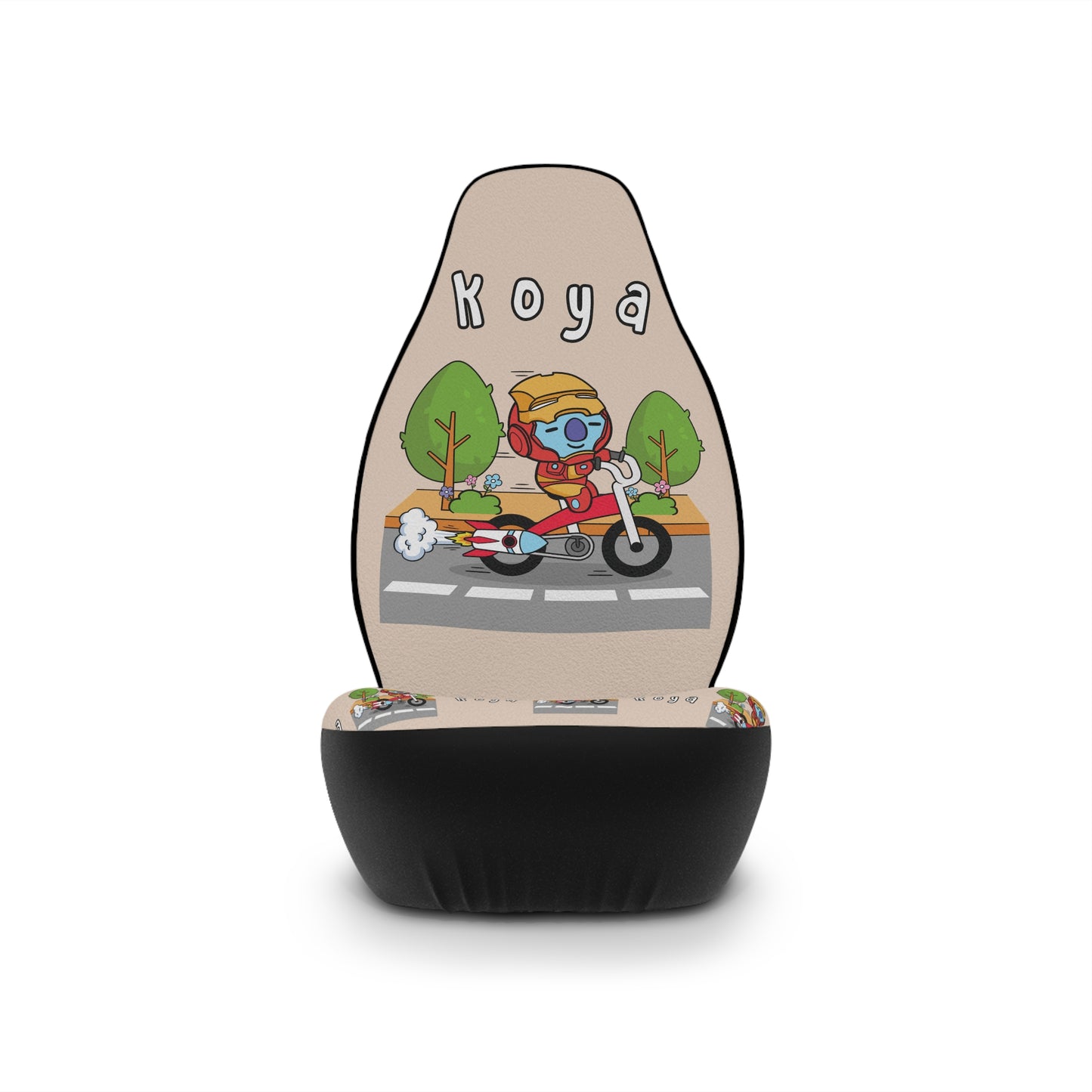 BT21 Koya Beige Car Seat Cover Single Pattern Combo Design - Identical Set of 2