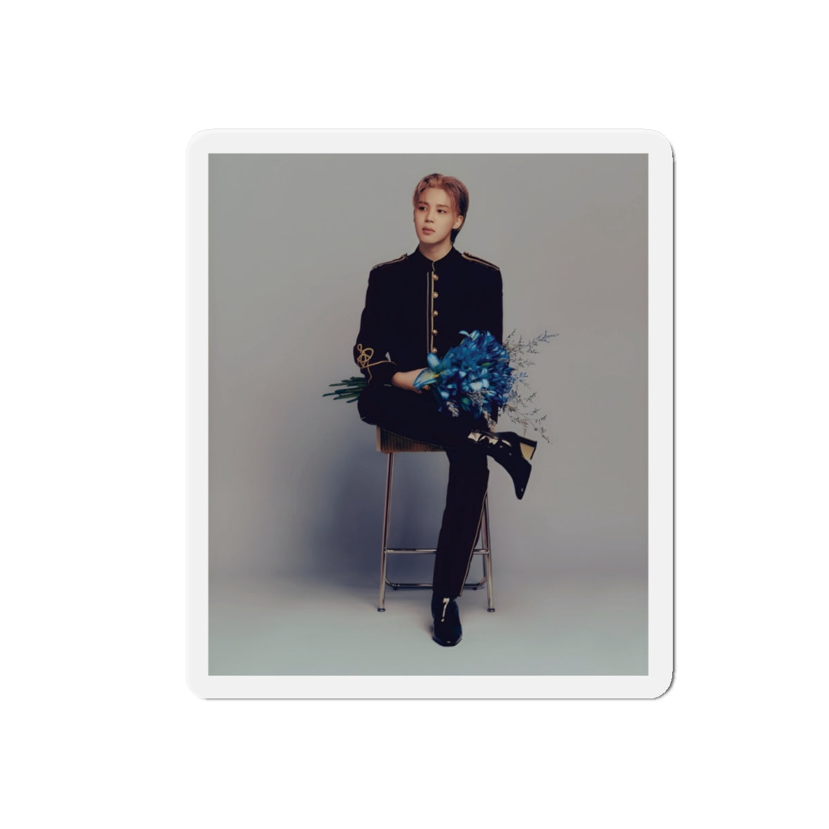 BTS Park Jimin Muse Album Photoshoot Holding Blue Flowers Magnet