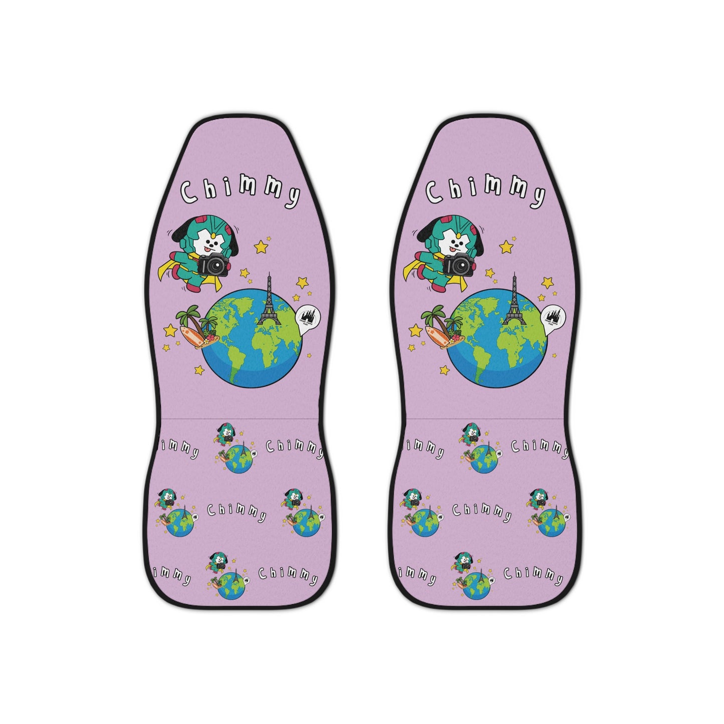 BT21 Chimmy Purple Car Seat Cover Single Pattern Combo Design - Identical Set of 2