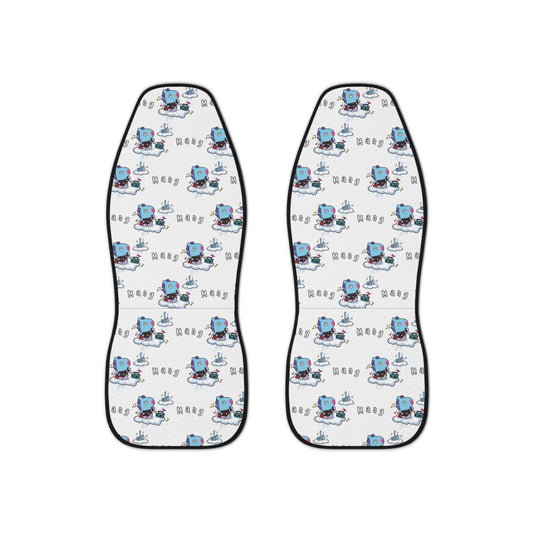 BT21 Mang White Car Seat Cover Pattern Design - Identical Set of 2
