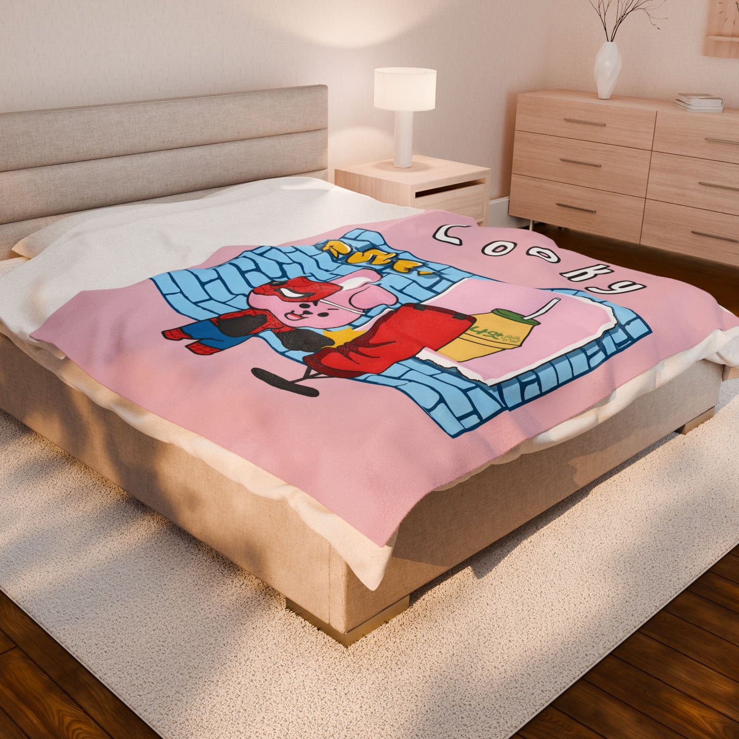 Pink Cooky Blanket - BT21 Single Design