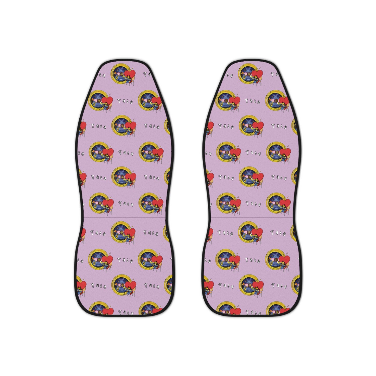 BT21 Tata Purple Car Seat Covers Pattern Design - Identical Set of 2