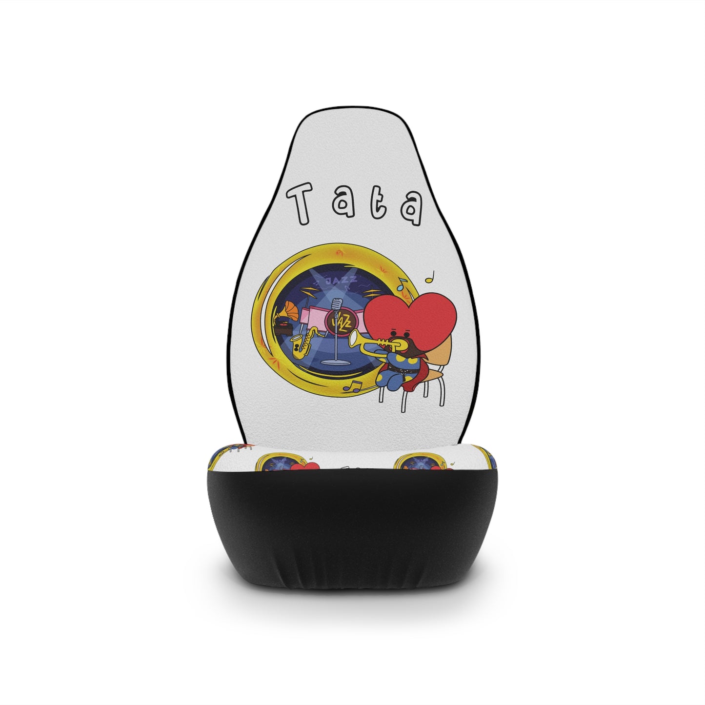 BT21 Tata White Car Seat Cover Single Pattern Combo Design - Identical Set of 2