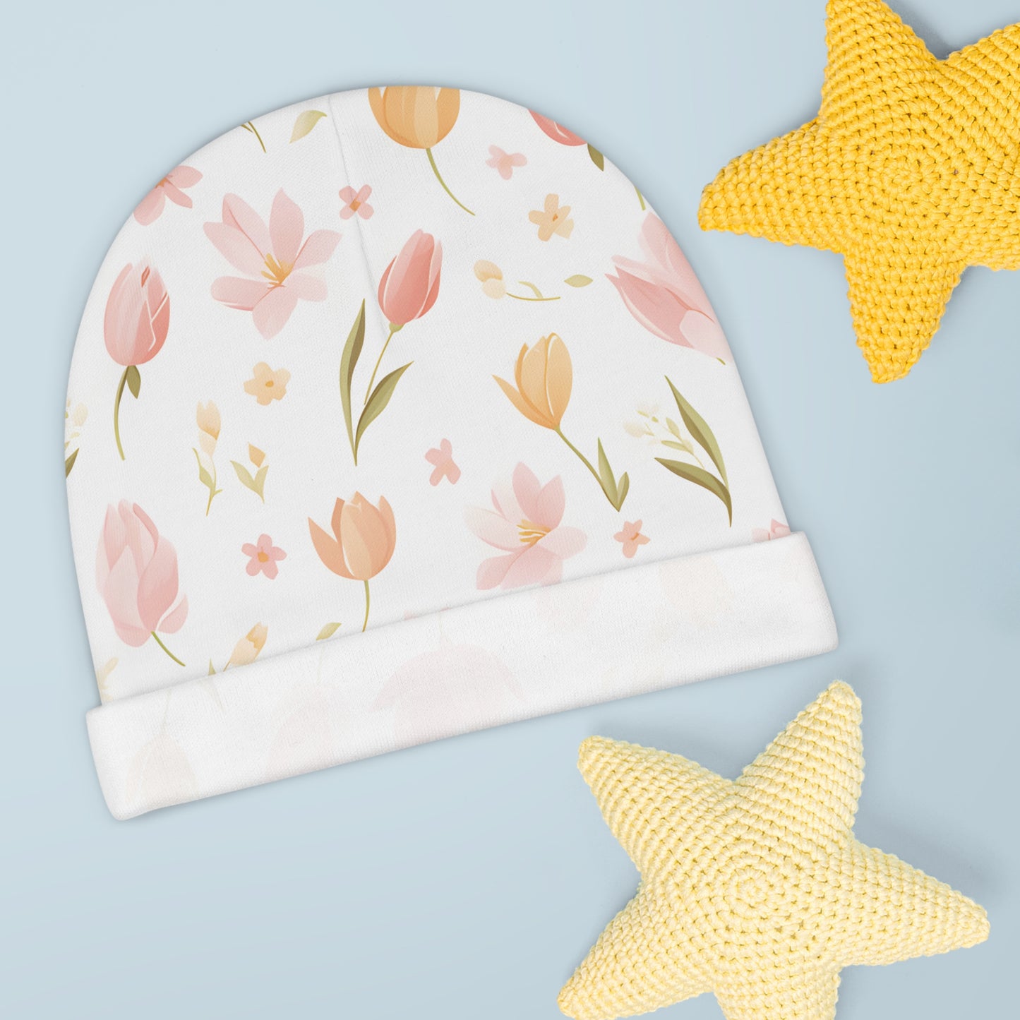 Newborn Baby Beanie Flower Design