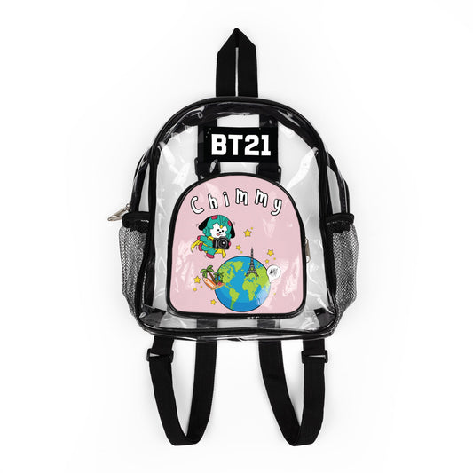 BT21 Chimmy Clear Panel Backpack (Pink Colored Front) — Not Stadium Approved