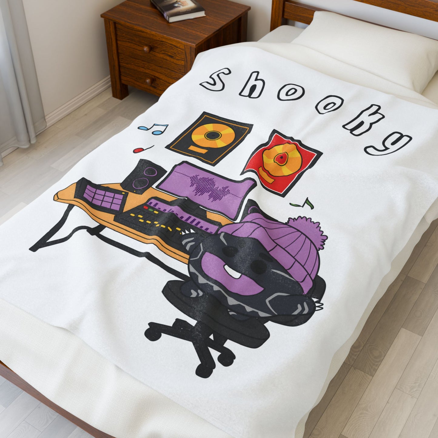 White Shooky Blanket - BT21 Single Design