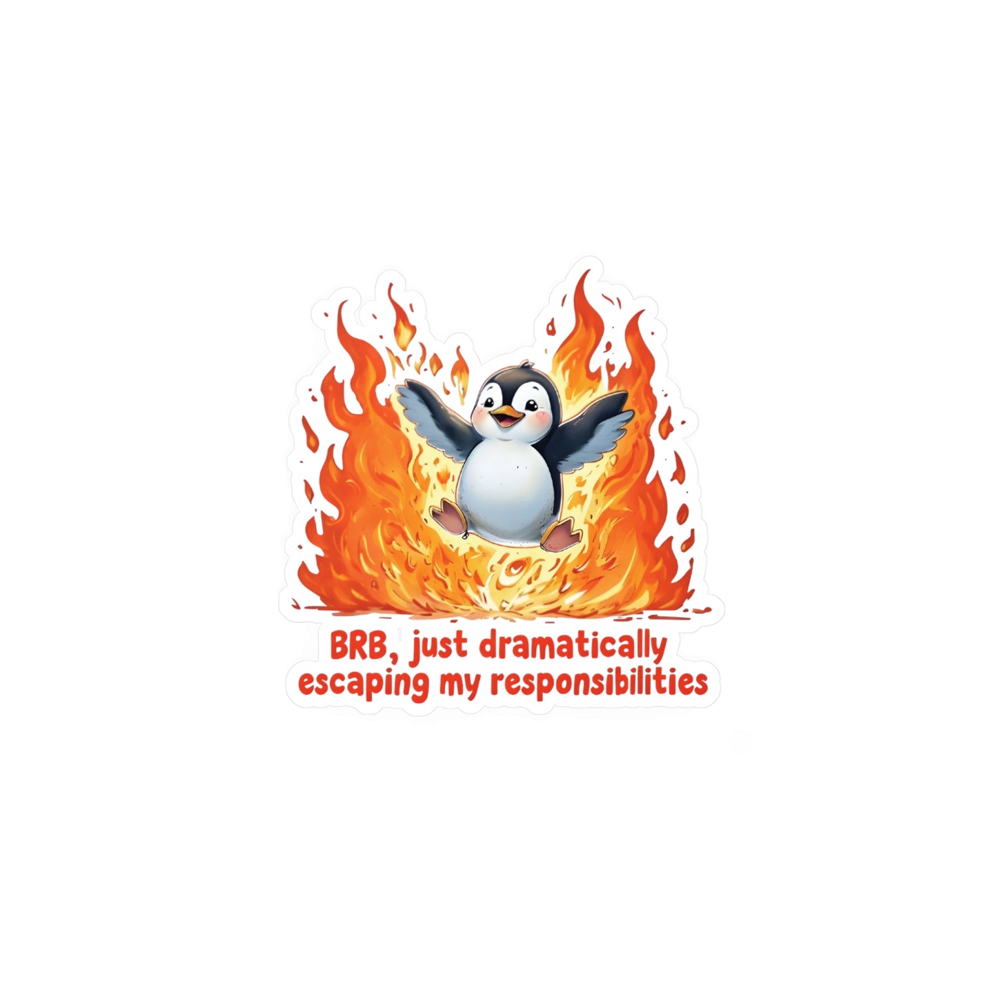 Penguin Dramatically Escaping Responsibilities Decal Sticker - Funny & Relatable