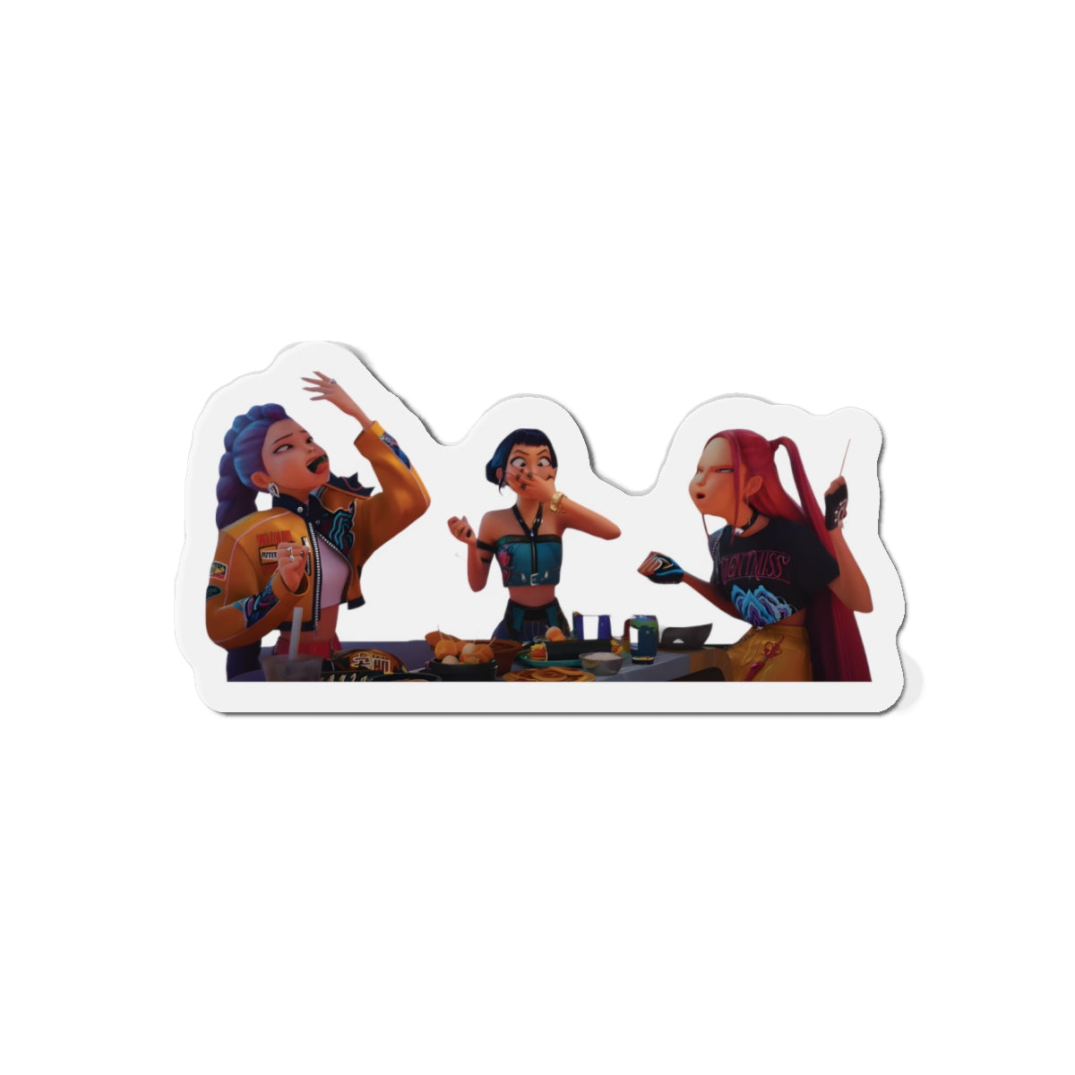 Kpop Demon Hunters Huntrix Rumi Mira Zoey Snacking on Plane Magnet