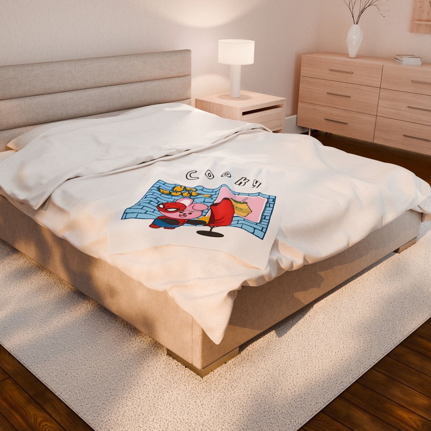 White Cooky Blanket - BT21 Single Design
