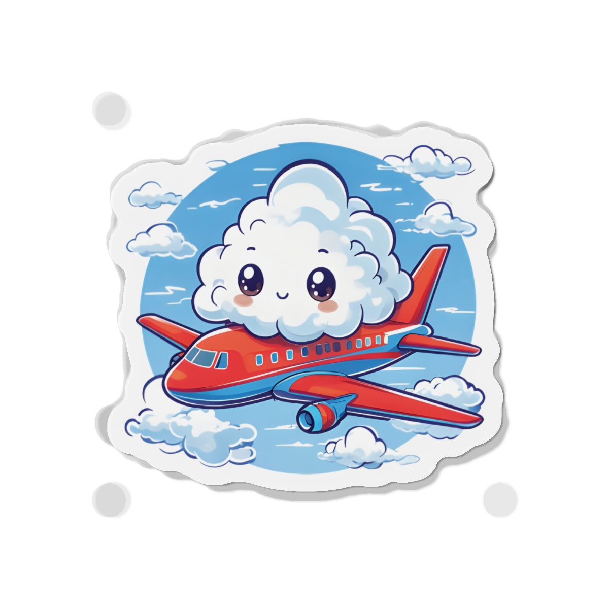 Cloud Riding an Airplane Travel Magnet - Cute & Random