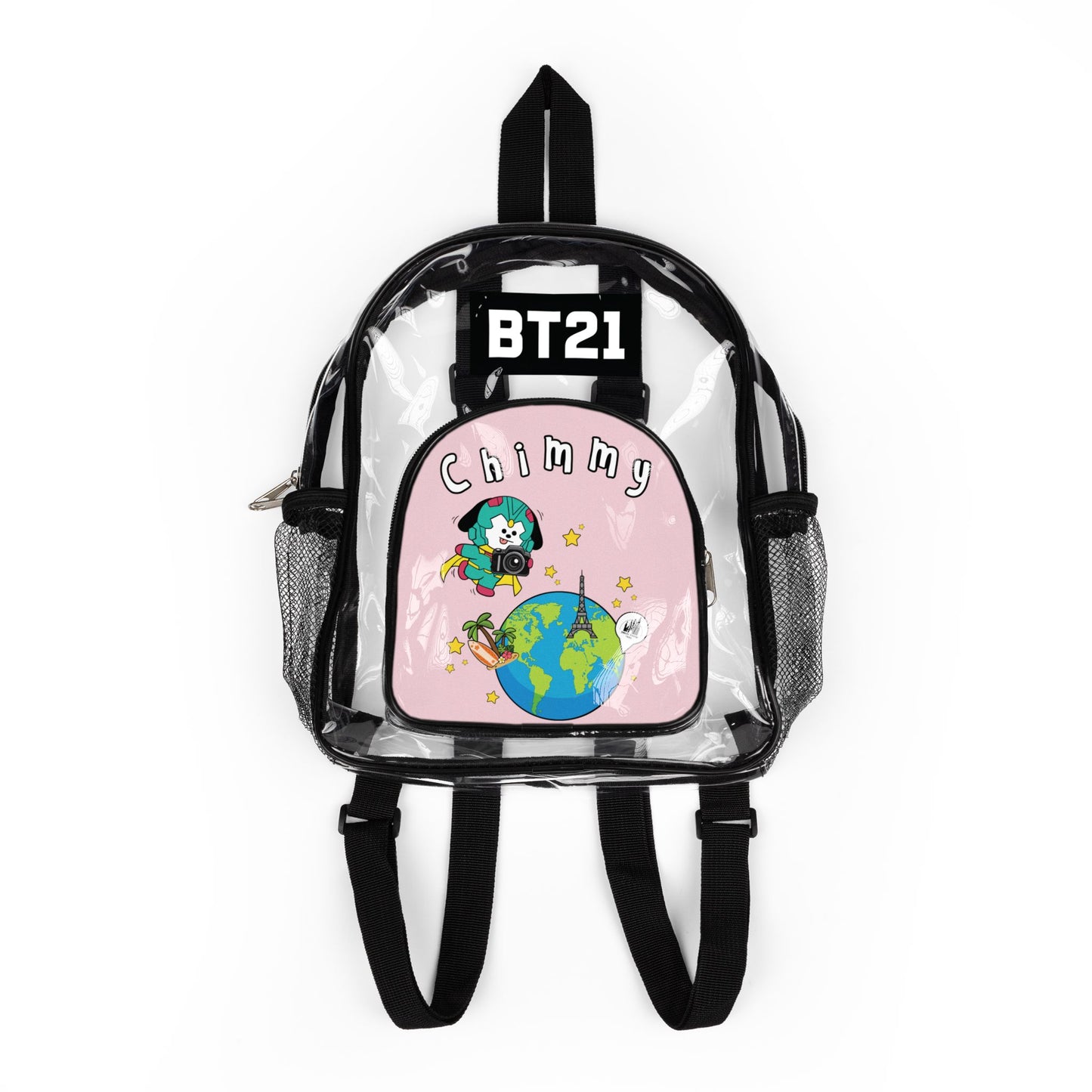 BT21 Chimmy Clear Stadium Concert Bag With Pink Background